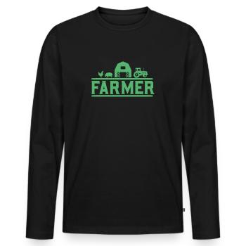 Bauern - Männer Premium Bio Langarmshirt - Schwarz - Vorne - Nico (187cm)