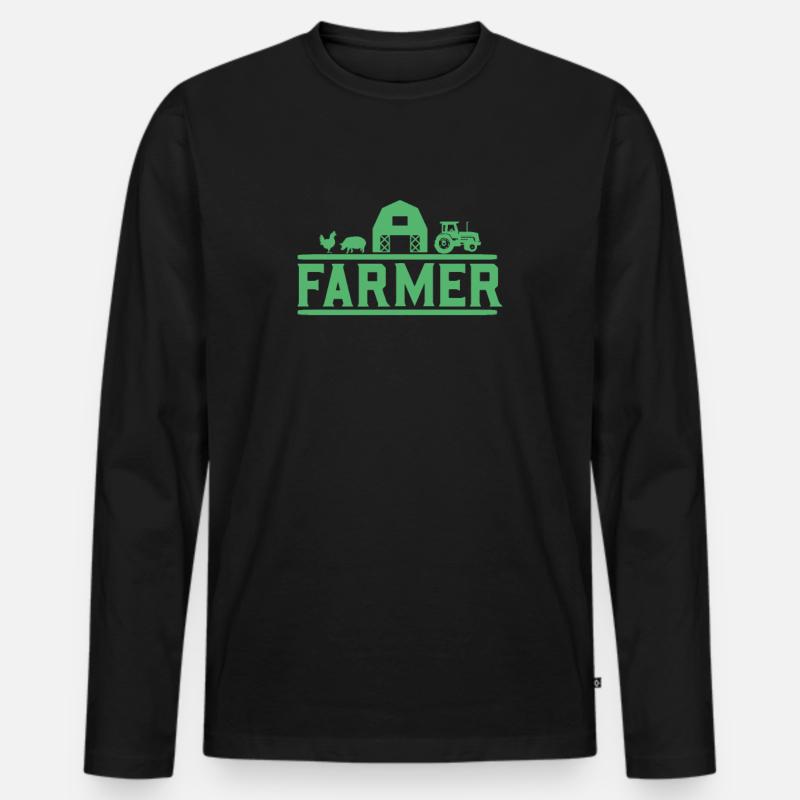 Bauern - Männer Premium Bio Langarmshirt - Schwarz