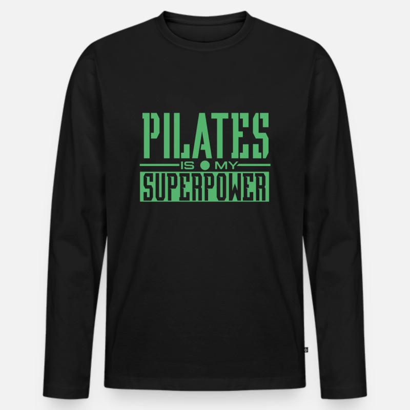 Pilates - Männer Premium Bio Langarmshirt - Schwarz