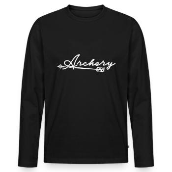 Bogen Pfeil Bogenschießen Bogenschütze Schießsport - Männer Premium Bio Langarmshirt - Schwarz - Vorne - Nico (187cm)