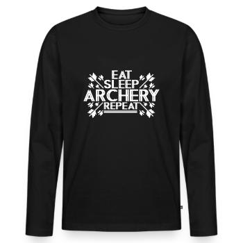 Schießsport Bogen Bogenschütze Bogenschießen Pfeil - Männer Premium Bio Langarmshirt - Schwarz - Vorne - Nico (187cm)