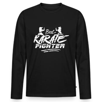 Karaté Karaté Karaté Karaté Kick Combattant Karaté Arts martiaux - T-shirt manches longues Premium bio Homme - noir - Devant - Nico (187cm)