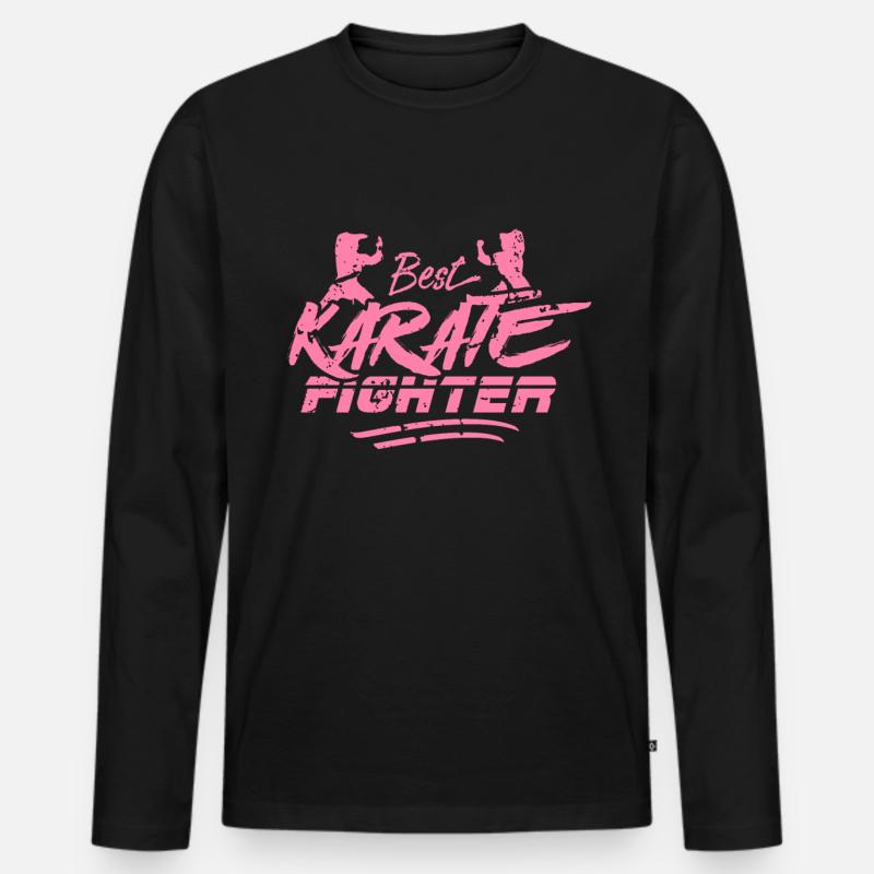 Karate Karate Karate Karate - Männer Premium Bio Langarmshirt - Schwarz
