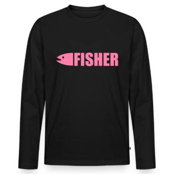 Fischen Fischen Fischen Fischen - Männer Premium Bio Langarmshirt - Schwarz - Vorne - Nico (187cm)