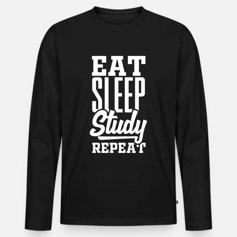 Student - Männer Premium Bio Langarmshirt - Schwarz
