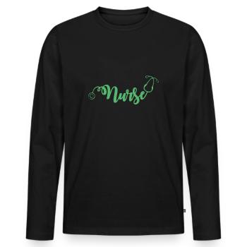 Nurse Nurse - Men's Premium Organic Long Sleeve Shirt - black - Front - Nico (187cm)