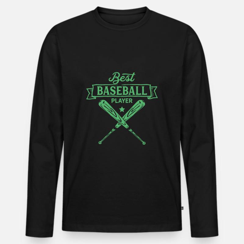 Baseball Baseball Baseball Baseball - Männer Premium Bio Langarmshirt - Schwarz