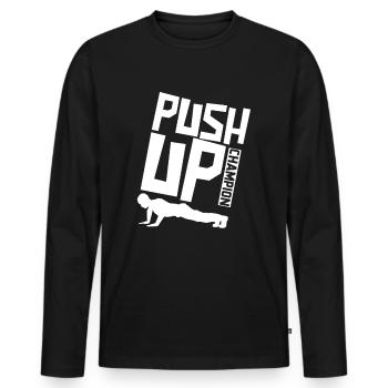 Fitness Pompes Pompes De Poids De Poids Gym - T-shirt manches longues Premium bio Homme - noir - Devant - Nico (187cm)