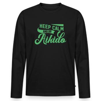 Aikido Aikido Aikido Aikido - Men's Premium Organic Long Sleeve Shirt - black - Front - Nico (187cm)