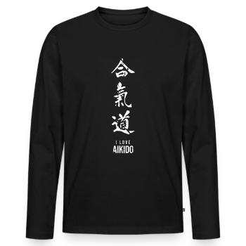 Aikido - Men's Premium Organic Long Sleeve Shirt - black - Front - Nico (187cm)