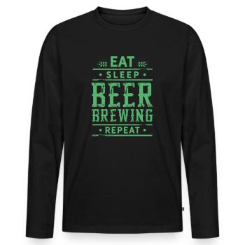 Brasser la bière - T-shirt manches longues Premium bio Homme - noir - Devant - Nico (187cm)