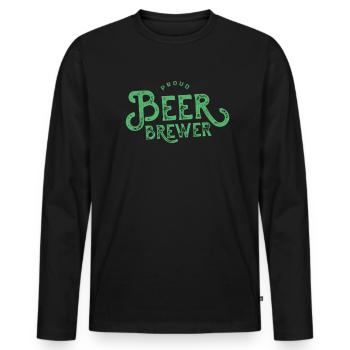 Brasser la bière - T-shirt manches longues Premium bio Homme - noir - Devant - Nico (187cm)