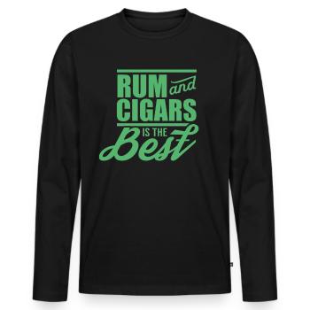 Boire du rhum - T-shirt manches longues Premium bio Homme - noir - Devant - Nico (187cm)
