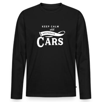 Réparation de voitures classiques - T-shirt manches longues Premium bio Homme - noir - Devant - Nico (187cm)