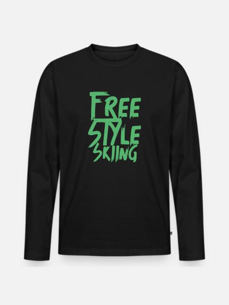 Trick Park Freestyle Skis Ski Freestyle Skiing - Men's Premium Organic Long Sleeve Shirt - black