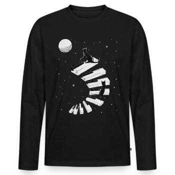 Cat Piano Hangover Piano Wing Keyboard Gift - Men's Premium Organic Long Sleeve Shirt - black - Front - Nico (187cm)