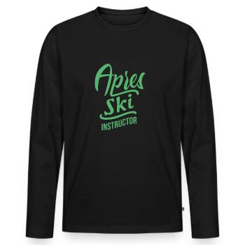 Moniteur de ski pour la fête après le ski Après le moniteur de ski - T-shirt manches longues Premium bio Homme - noir - Devant - Nico (187cm)