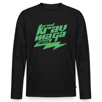 Kravmaga melee fighter Krav Maga martial arts - Men's Premium Organic Long Sleeve Shirt - black - Front - Nico (187cm)