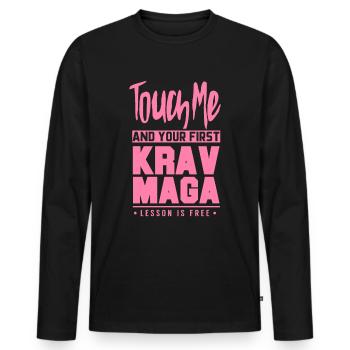 Défense des arts martiaux maman combattant du Krav Maga - T-shirt manches longues Premium bio Homme - noir - Devant - Nico (187cm)