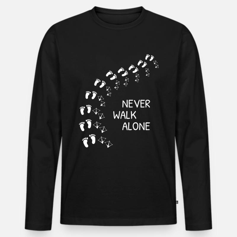 Never Walk Alone - Männer Premium Bio Langarmshirt - Schwarz