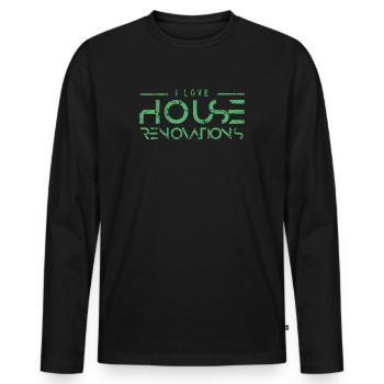 Rénovation de maison - T-shirt manches longues Premium bio Homme - noir - Devant - Nico (187cm)