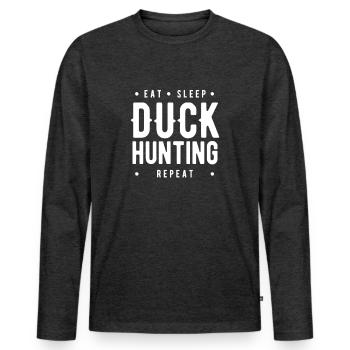 Chasseur de canards Équipe de chasse aux canards Chasseur de canards Chasseur de canards - T-shirt manches longues Premium bio Homme - anthracite chiné - Devant - Nico (187cm)