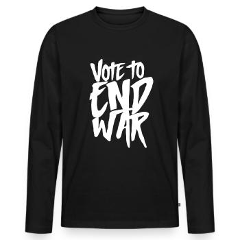 Demo wars stop anti war peace pro peace - Men's Premium Organic Long Sleeve Shirt - black - Front - Nico (187cm)
