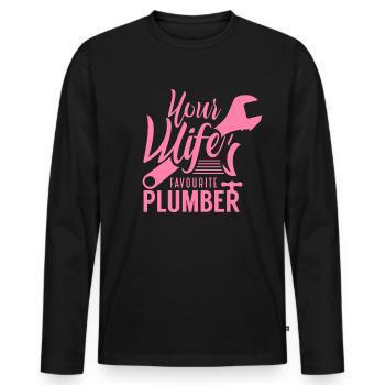 Team plumber plumbing plumber plumber - Men's Premium Organic Long Sleeve Shirt - black - Front - Nico (187cm)