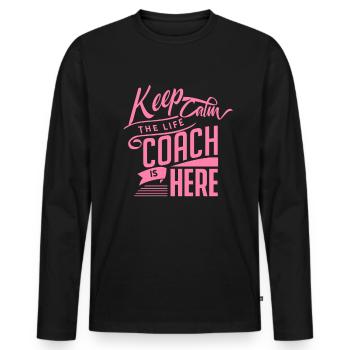 Formateur Coach de vie Coaching de vie - T-shirt manches longues Premium bio Homme - noir - Devant - Nico (187cm)