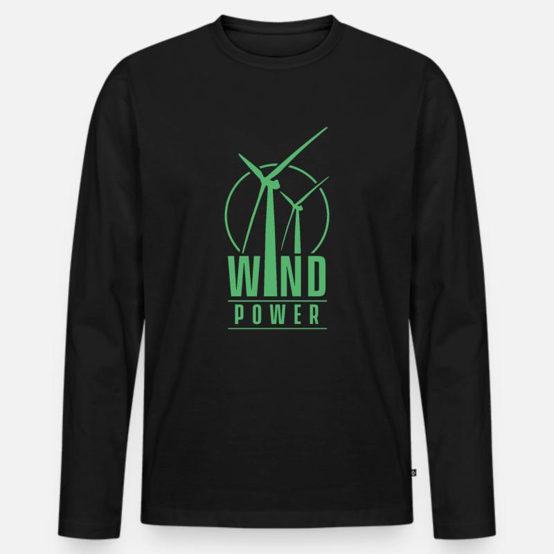 Windkraftanlage - Männer Premium Bio Langarmshirt - Schwarz
