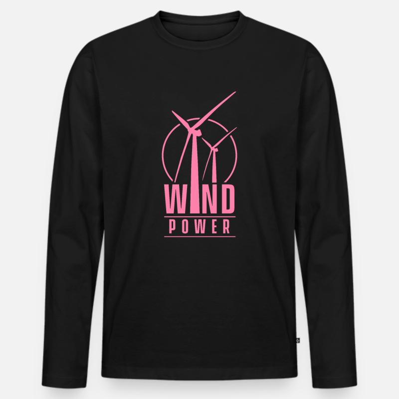 Windmühle - Männer Premium Bio Langarmshirt - Schwarz