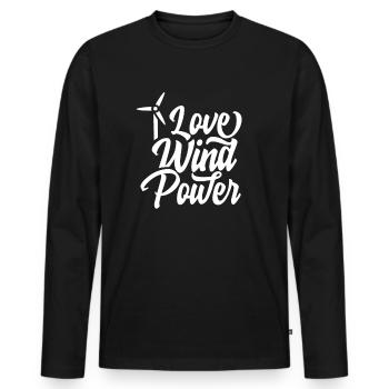 Énergie éolienne - T-shirt manches longues Premium bio Homme - noir - Devant - Nico (187cm)
