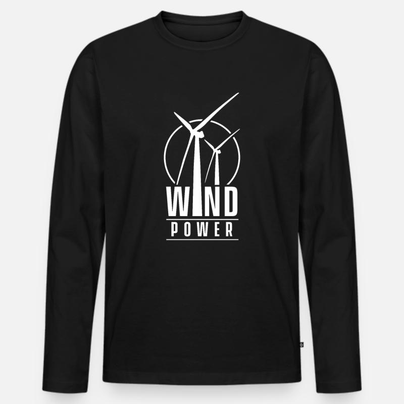Windrad Windenergie Windkraftanlage Windkraft Wind - Männer Premium Bio Langarmshirt - Schwarz