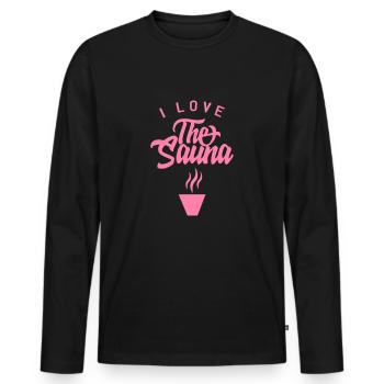 I love the sauna - Men's Premium Organic Long Sleeve Shirt - black - Front - Nico (187cm)