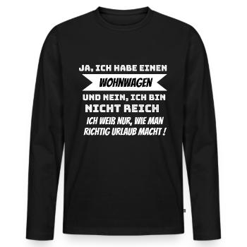 Wohnwagen Campen Camping Campingplatz - Männer Premium Bio Langarmshirt - Schwarz - Vorne - Nico (187cm)