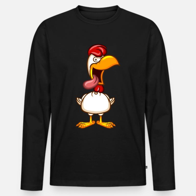 Verrücktes Huhn - Männer Premium Bio Langarmshirt - Schwarz