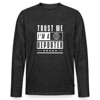 Journaliste journaliste reporter reporter correspondant - T-shirt manches longues Premium bio Homme - anthracite chiné - Devant - Nico (187cm)