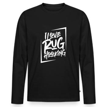 Ich liebe Teppichhäkeln Geschenk Häklerin Teppich - Männer Premium Bio Langarmshirt - Schwarz - Vorne - Nico (187cm)