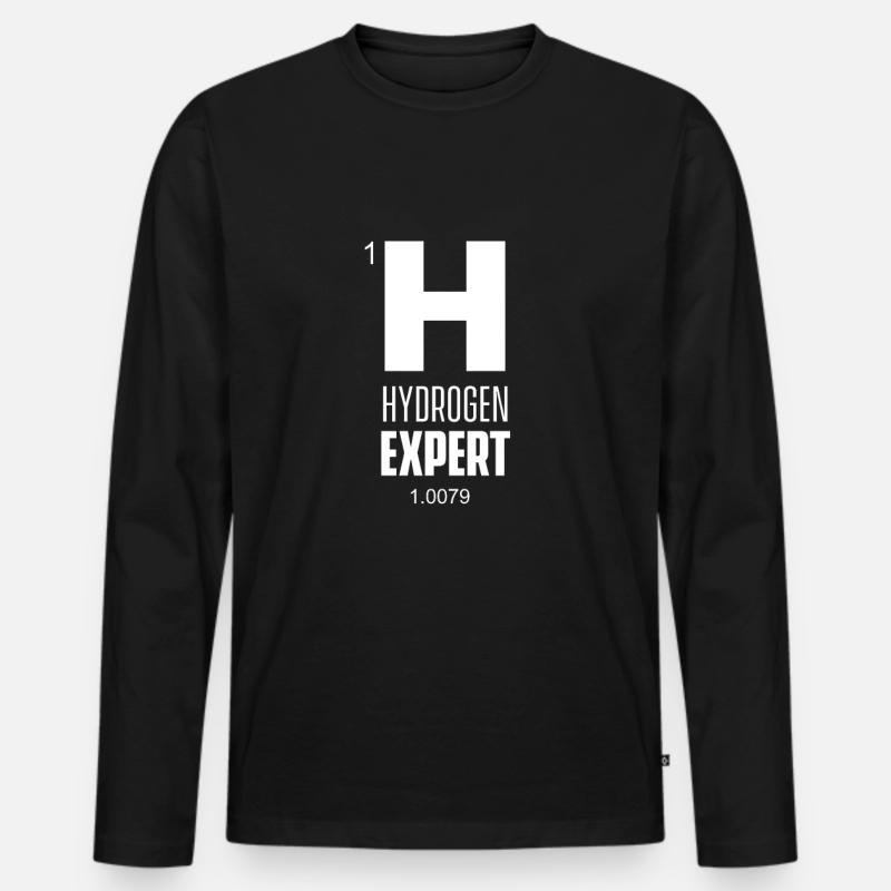 Wasserstoff Experte H Hydrogen Brennstoffzelle - Männer Premium Bio Langarmshirt - Schwarz