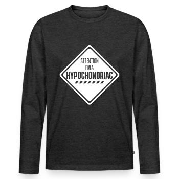 Achtung Ich bin ein Hypochonder Krank Hypochondrie - Männer Premium Bio Langarmshirt - Anthrazit meliert - Vorne - Nico (187cm)