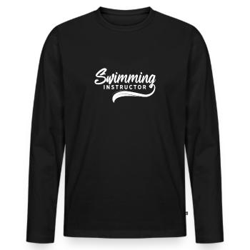 Schwimmlehrer Schwimmen Trainer Lernen - Männer Premium Bio Langarmshirt - Schwarz - Vorne - Nico (187cm)