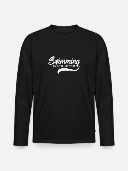 Schwimmlehrer Schwimmen Trainer Lernen - Männer Premium Bio Langarmshirt - Schwarz