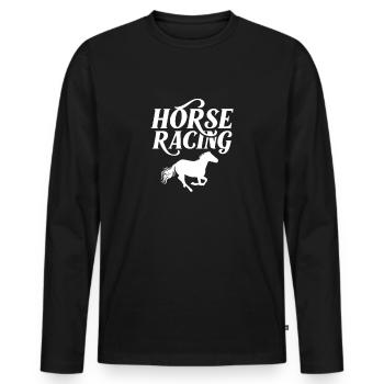 hippodrome de course de chevaux jockey - T-shirt manches longues Premium bio Homme - noir - Devant - Nico (187cm)