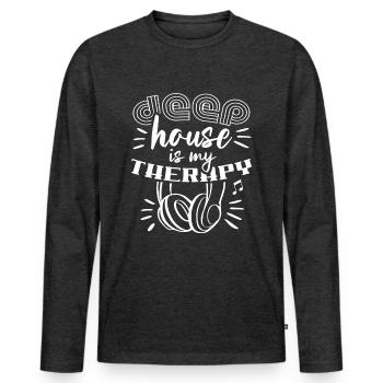 Deep House Is My Therapy DJ Techno Music - Men's Premium Organic Long Sleeve Shirt - heather anthracite - Front - Nico (187cm)
