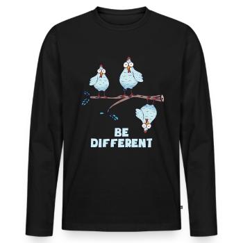 BE DIFFERENT - Männer Premium Bio Langarmshirt - Schwarz - Vorne - Nico (187cm)