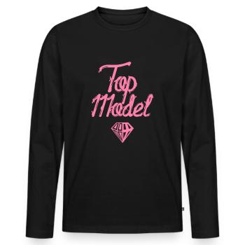 Model - T-shirt manches longues Premium bio Homme - noir - Devant - Nico (187cm)