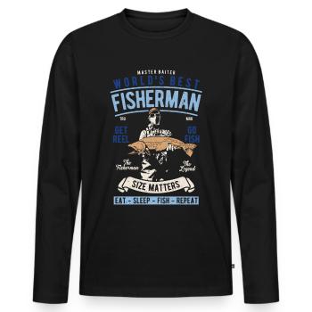 Cadeau de pêcheur à la ligne pour les hommes pêchant des dictons drôles - T-shirt manches longues Premium bio Homme - noir - Devant - Nico (187cm)