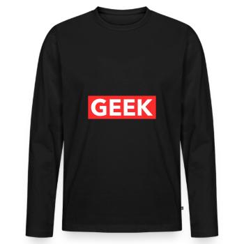 Geek - Männer Premium Bio Langarmshirt - Schwarz - Vorne - Nico (187cm)