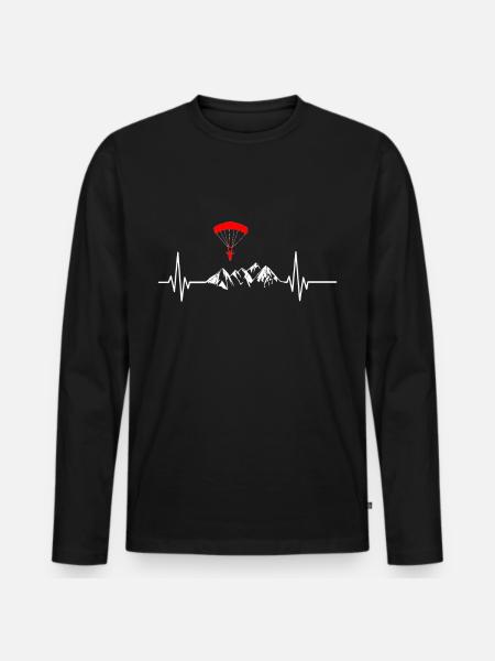 Paragleiten Herzschlag - Männer Premium Bio Langarmshirt - Schwarz