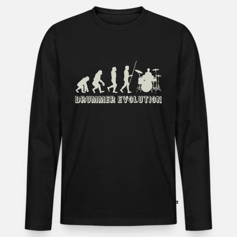 Evolution Drum Drummer - T-shirt manches longues Premium bio Homme - noir